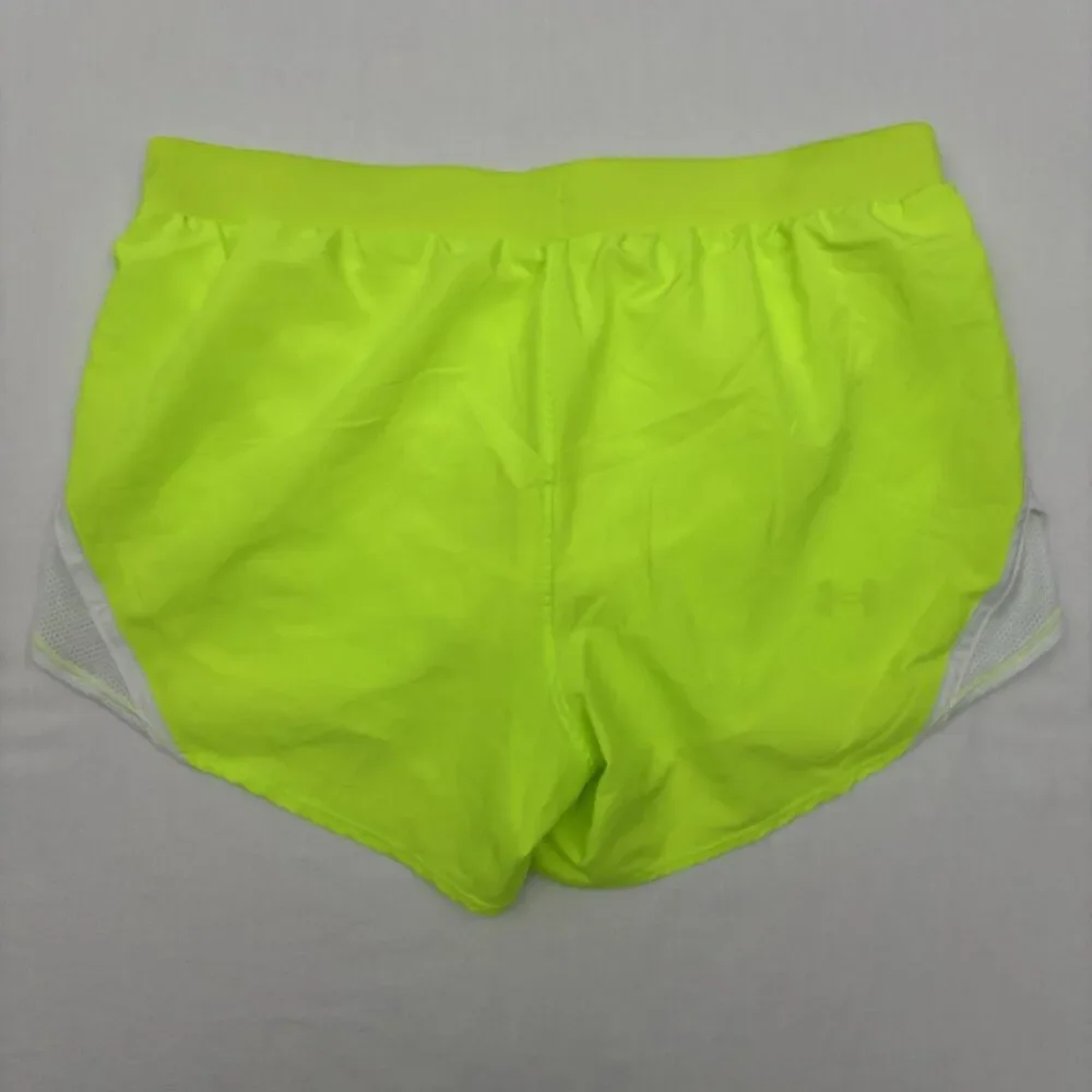 Under Armour UA Fly By 2.0 Neon Lime Green Track Run Shorts Lined Sz M Training